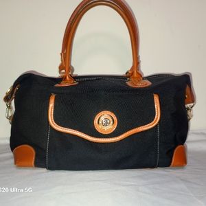 Roma Jellar Black & Tan Nylon Satchel